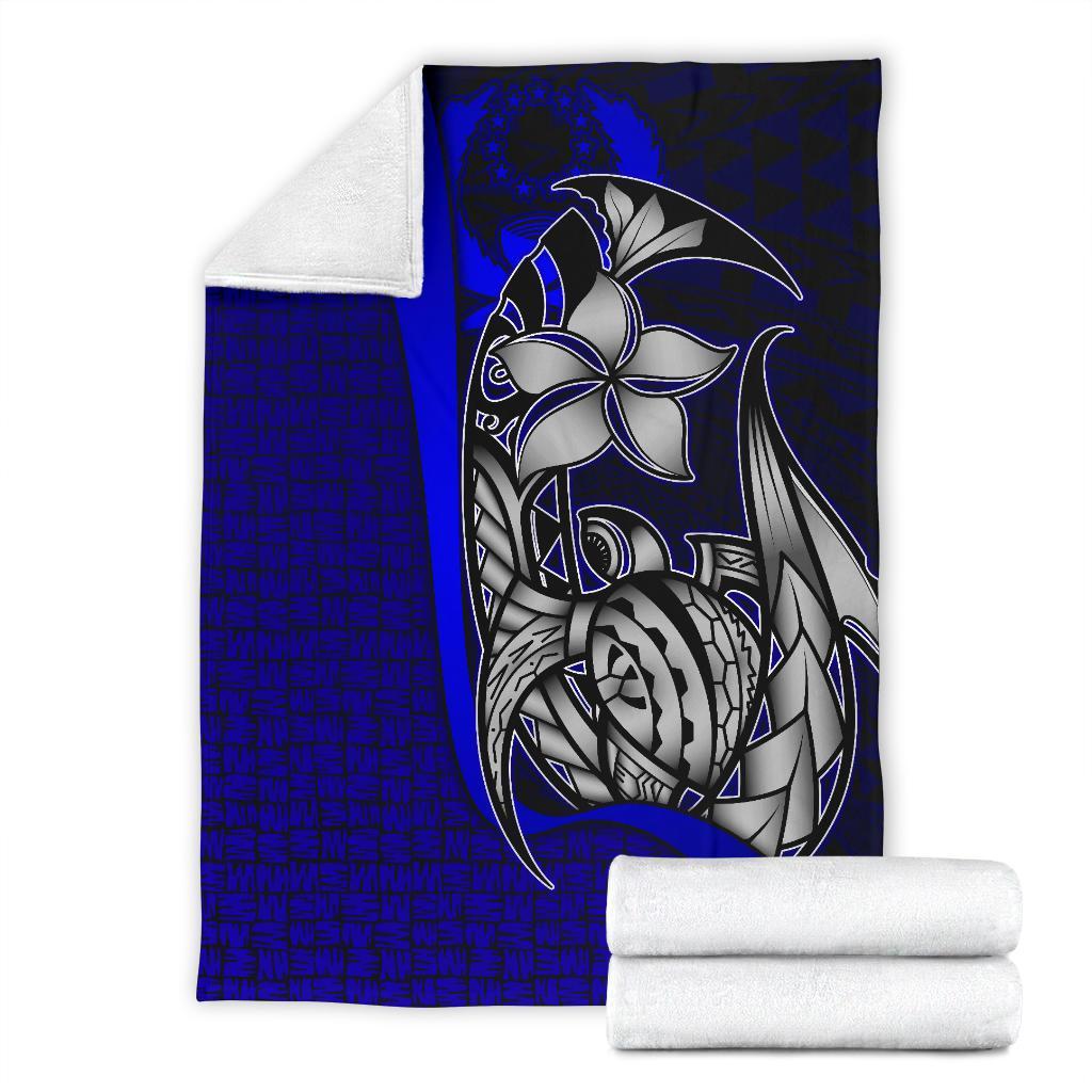 Pohnpei Micronesia Premium Blanket Blue - Turtle With Hook - Polynesian Pride