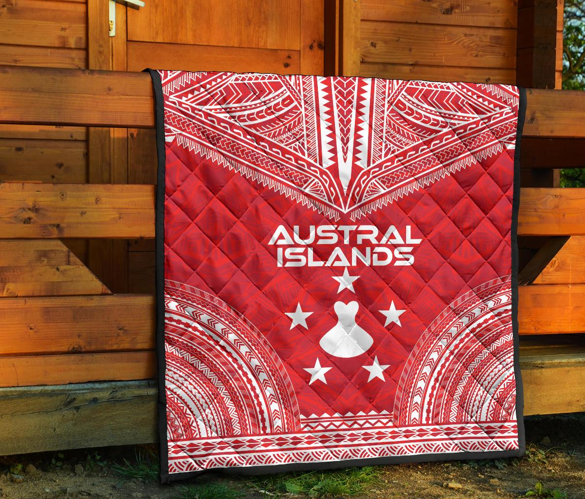 Austral Islands Premium Quilt - Austral Islands Flag Polynesian Chief Red Version - Polynesian Pride