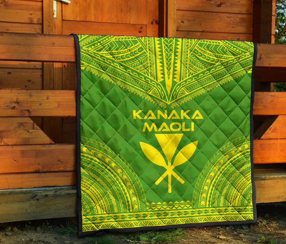 Hawaii Premium Quilt - Kanaka Maoli Polynesian Chief Green Version - Polynesian Pride