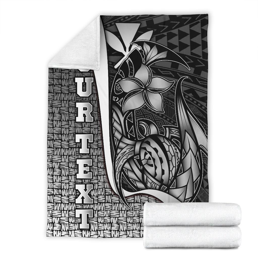 Polynesian Hawaii Custom Personalised Premium Blanket White - Turtle with Hook - Polynesian Pride