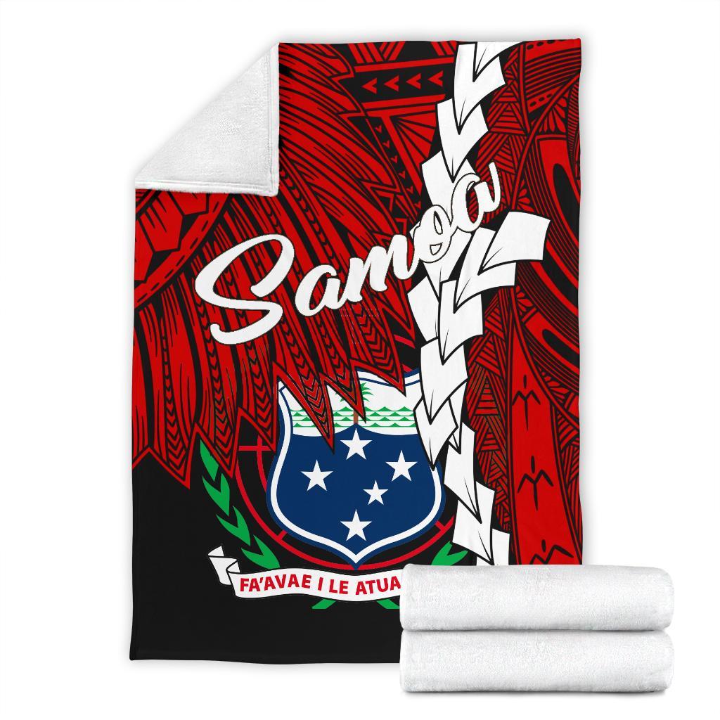 Samoa Polynesian Premium Blanket - Tribal Wave Tattoo Flag Tattoo - Polynesian Pride