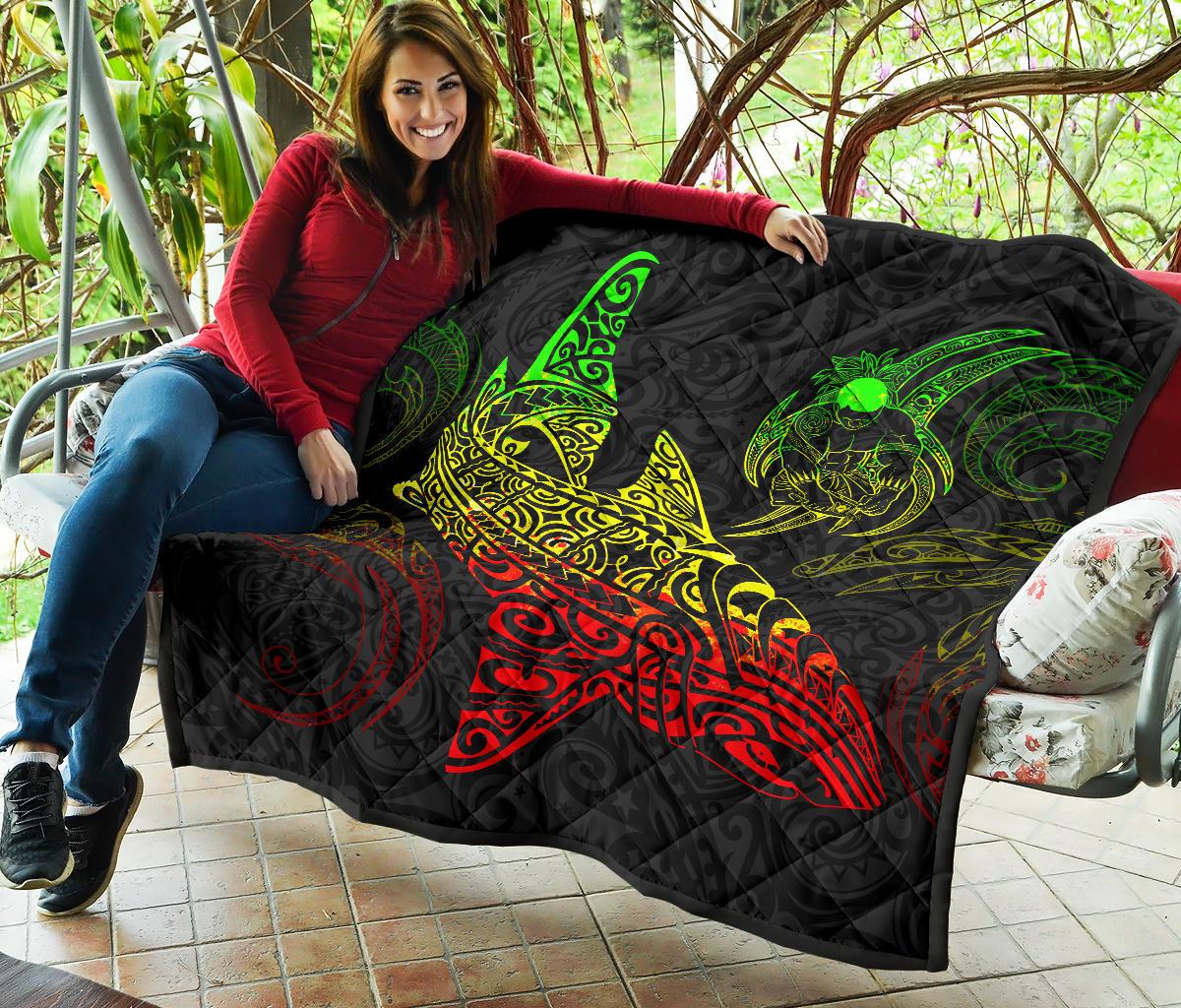 Polynesian Quilt - Polynesian Reggae Shark Warrior Tattoo - Polynesian Pride