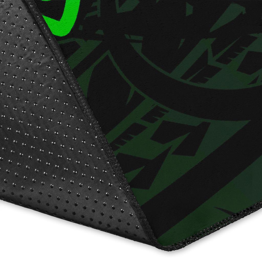 Kanaka Map Hibiscus Plumeria Turtle Art Polynesian Area Rug Green AH - Polynesian Pride