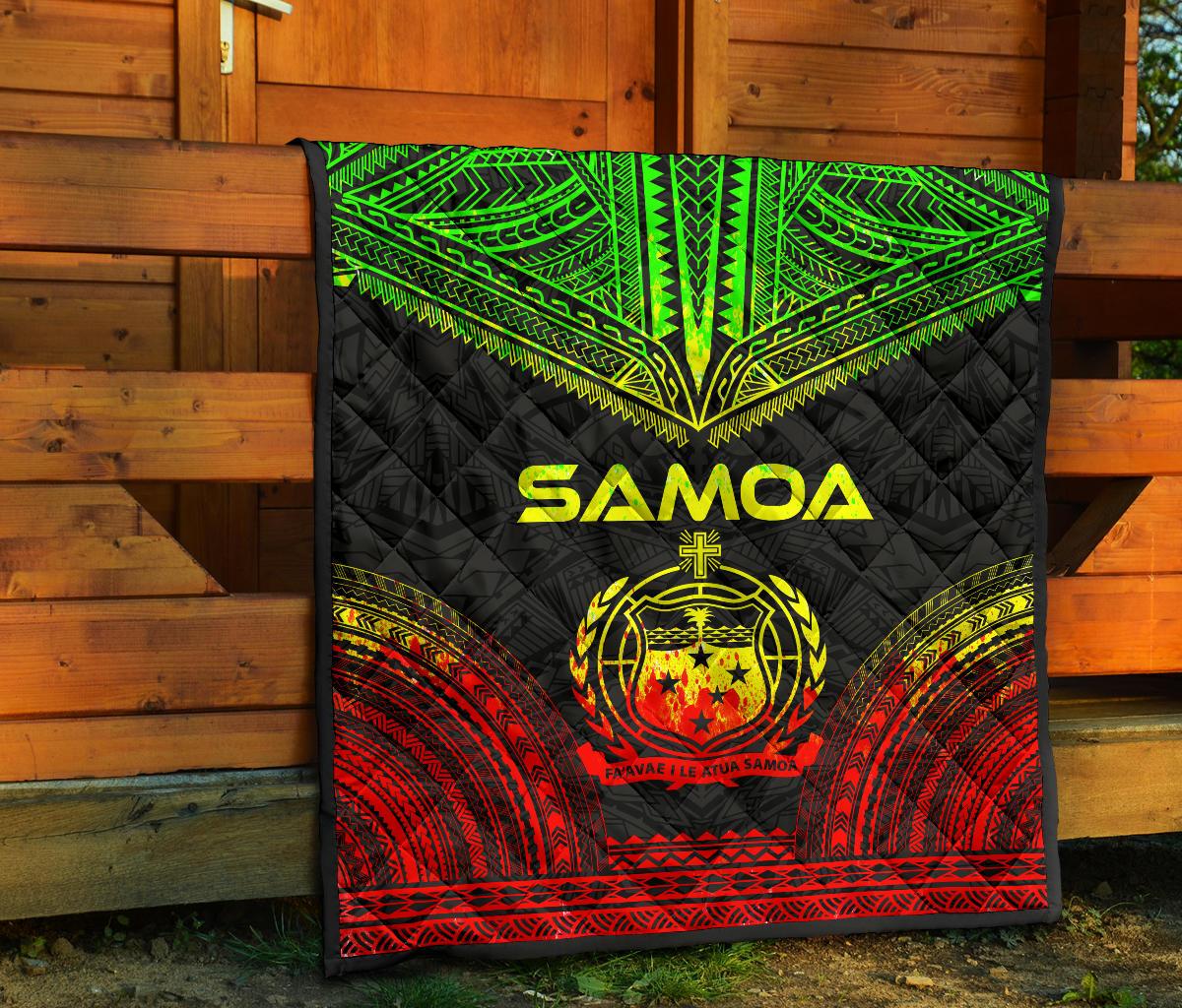 Samoa Premium Quilt - Samoa Coat Of Arms Polynesian Chief Reggae Version - Polynesian Pride