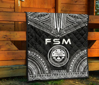 Federated States Of Micronesia Premium Quilt - FSM Seal Polynesian Chief Black Version - Polynesian Pride