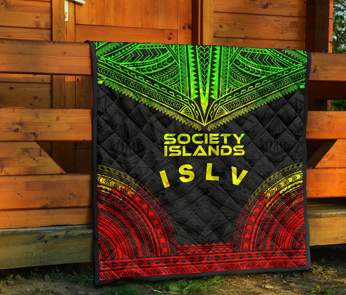 Society Islands Premium Quilt - Society Islands Flag Polynesian Chief Reggae Version - Polynesian Pride