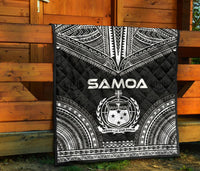 Samoa Premium Quilt - Samoa Coat Of Arms Polynesian Chief Black Version - Polynesian Pride