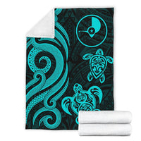 Yap Micronesian Premium Blanket - Turquoise Tentacle Turtle - Polynesian Pride