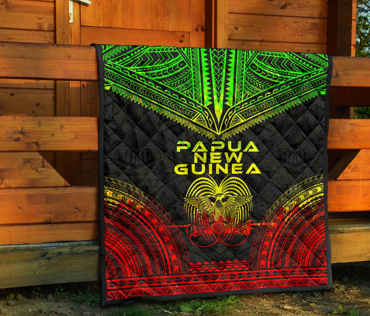 Papua New Guinea Premium Quilt - Papua New Guinea Coat Of Arms Polynesian Chief Reggae Version - Polynesian Pride