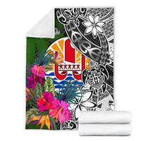 Tahiti Premium Blanket - Turtle Plumeria Banana Leaf - Polynesian Pride