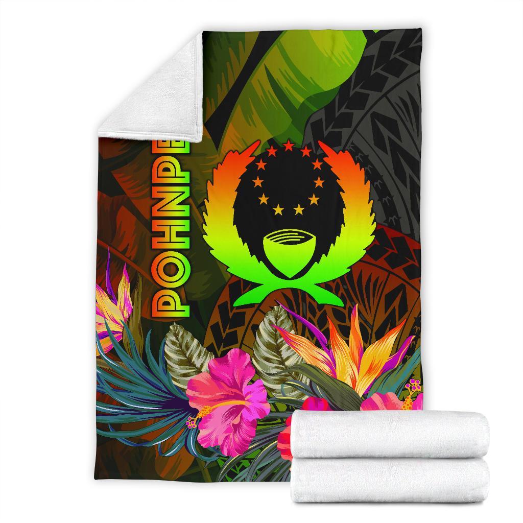 Pohnpei Polynesian Premium Blanket - Hibiscus and Banana Leaves - Polynesian Pride