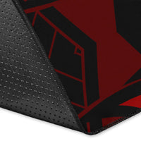 American Samoa Area Rug - Polynesian Hook And Hibiscus (Red) - Polynesian Pride