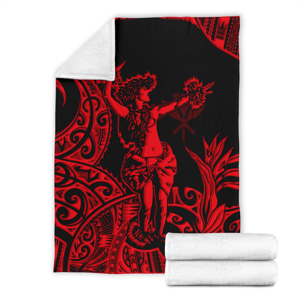 Polynesian Hawaii Premium Blanket - Hula Girl Red - Polynesian Pride