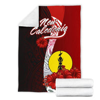 New Caledonia Polynesian Premium Blanket - Coat Of Arm With Hibiscus - Polynesian Pride