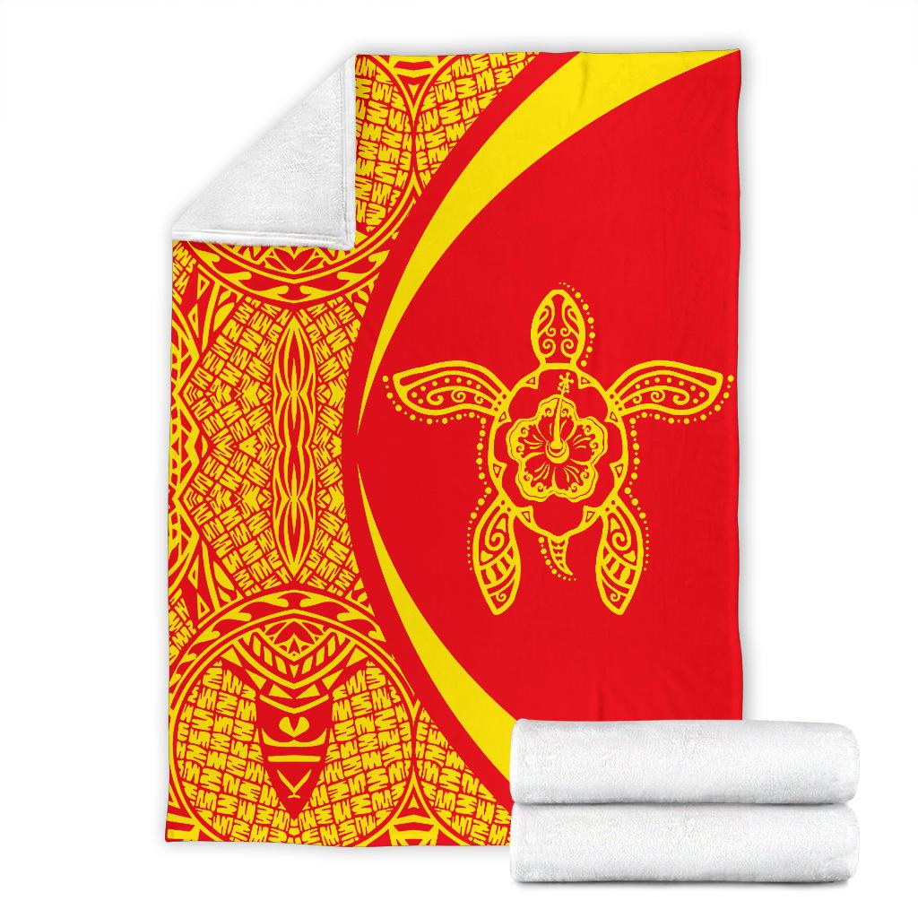 Hawaii Premium Blanket Turtle Polynesian - Circle Style Red And Yellow - Polynesian Pride