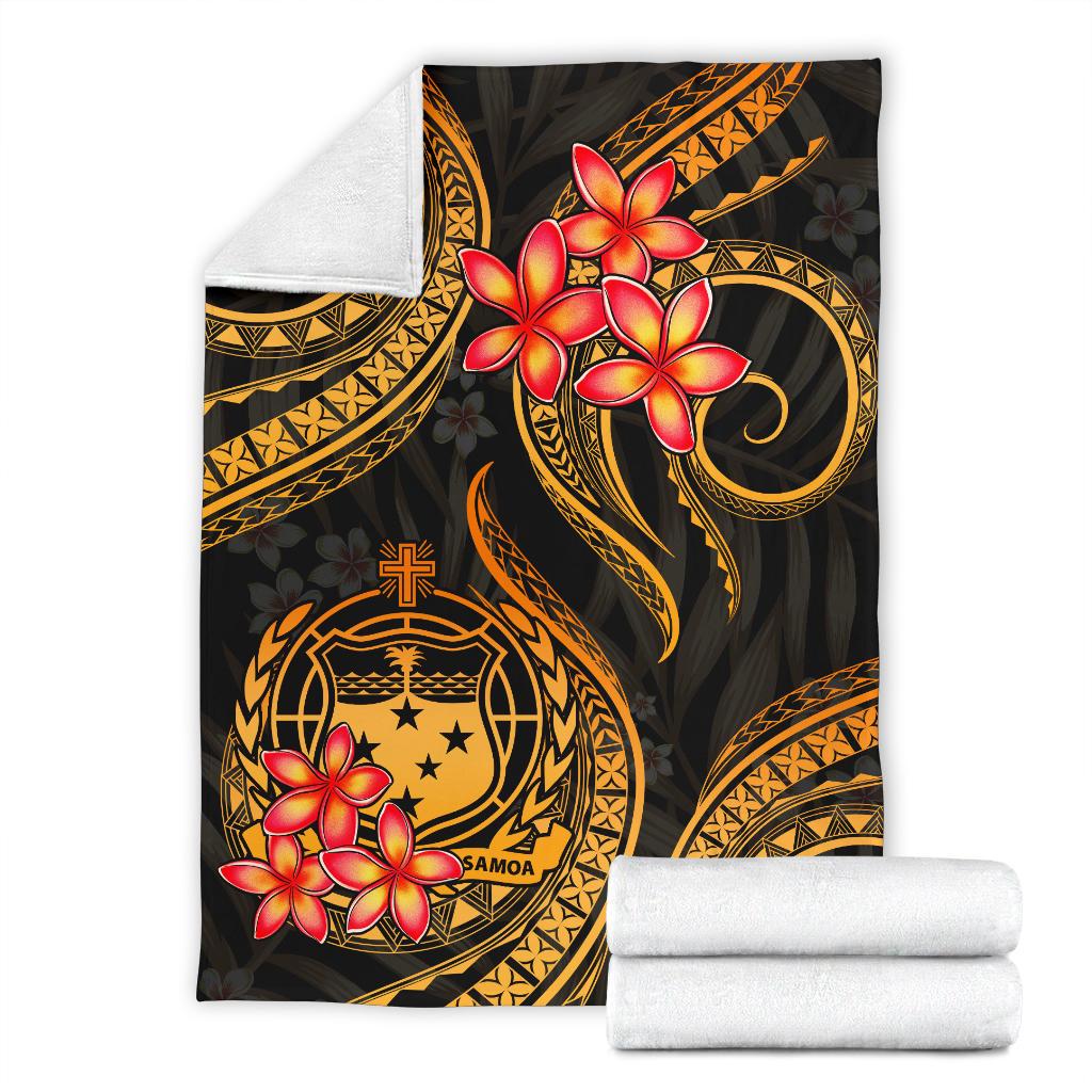 Samoa Polynesian Premium Blanket - Gold Plumeria - Polynesian Pride