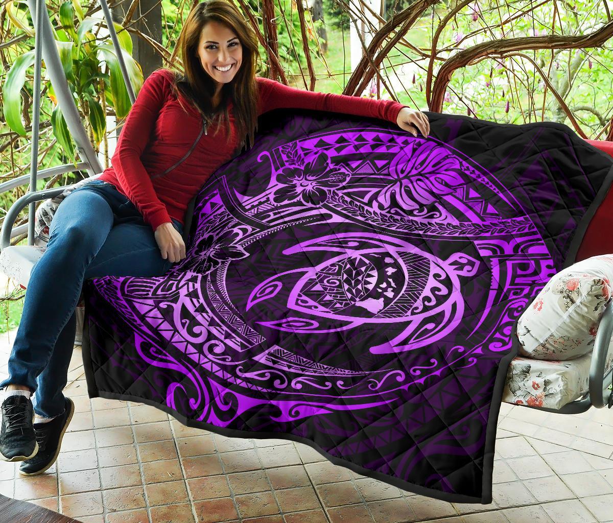 Hawaiian Turtle Polynesian Purple Premium Quilt - Polynesian Pride