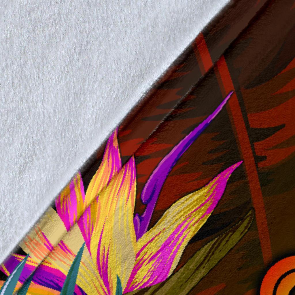 Cook Islands Polynesian Personalised Premium Blanket - Hibiscus and Banana Leaves - Polynesian Pride