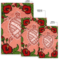 Hawaii Turtle Hibiscus Pink Rug - Fide Style - Polynesian Pride