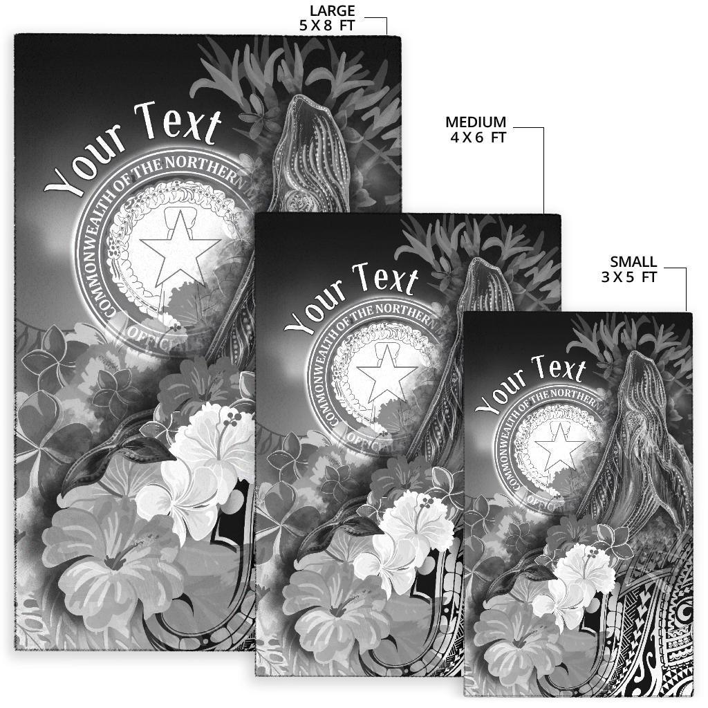 CNMI Custom Personalised Area Rug - Humpback Whale with Tropical Flowers (White) - Polynesian Pride