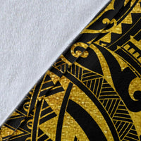 Samoa Premium Blanket - Samoa Coat Of Arm, Polynesian Tattoo Golden - Polynesian Pride