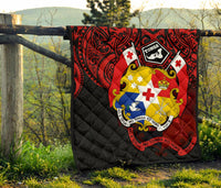 Tonga Polynesian Premium Quilt - Tongan Coat Of Arms Polynesian Tattoo - Polynesian Pride
