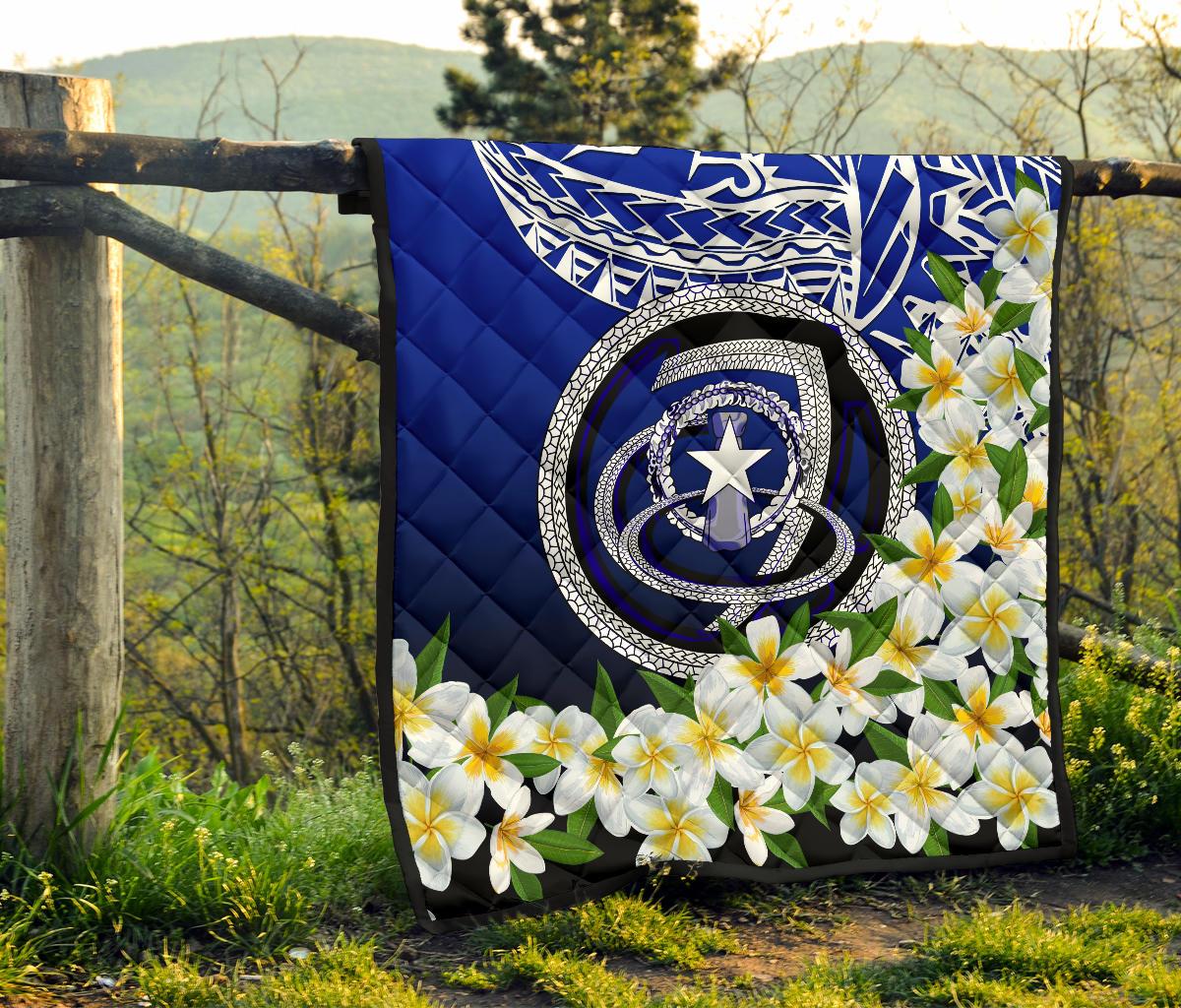 Northern Mariana Islands Premium Quilt - Polynesian Plumeria Pattern - Polynesian Pride