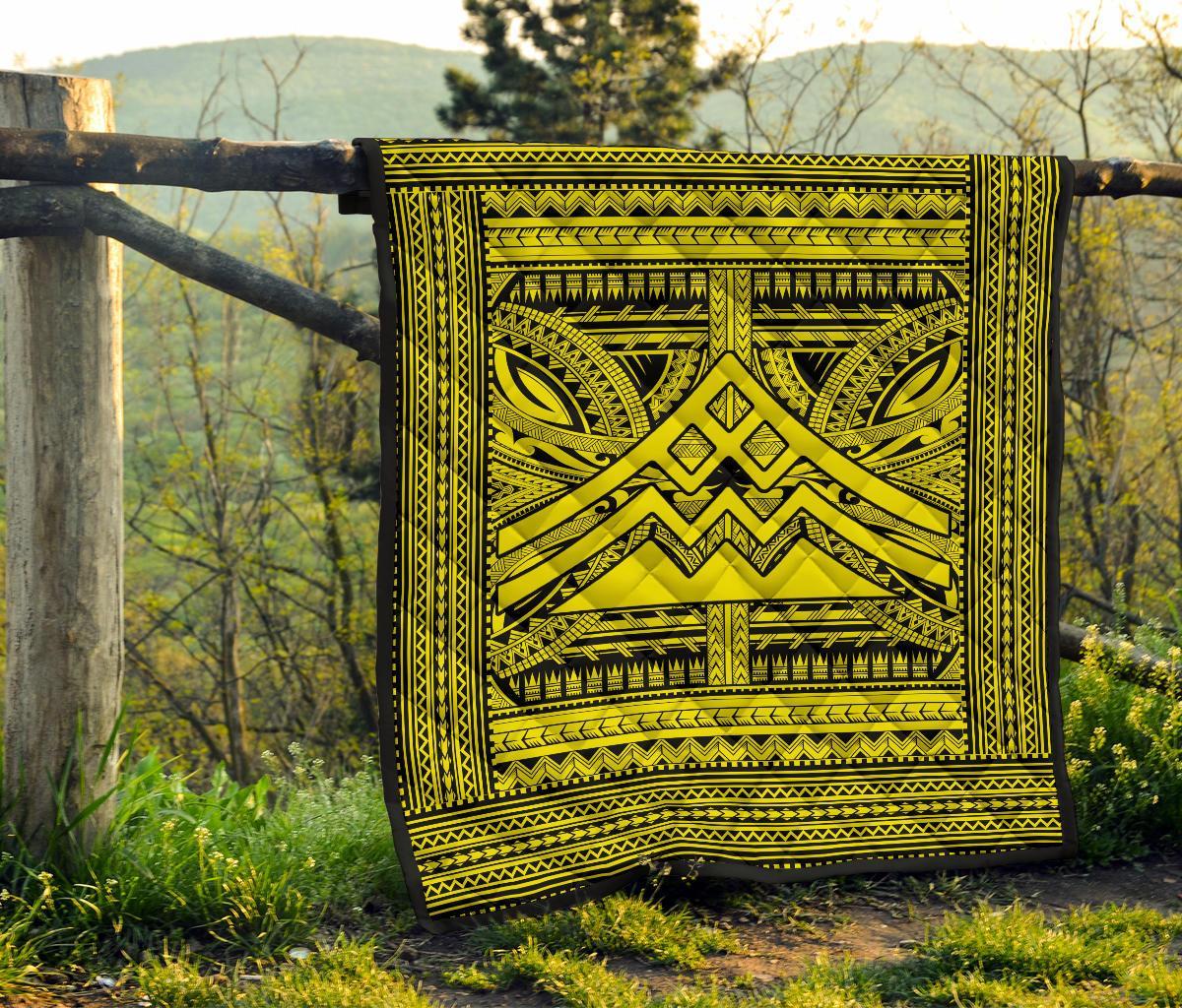 Hawaii Polynesian Mauna Kea Premium Quilt Yellow - Polynesian Pride