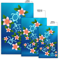 Turtle Polynesian Plumeria Area Rug AH - Polynesian Pride