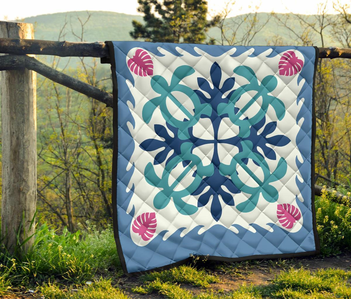 Hawaiian Turtle Pattern Premium Quilt - Pastel - Argu Style - AH - Polynesian Pride