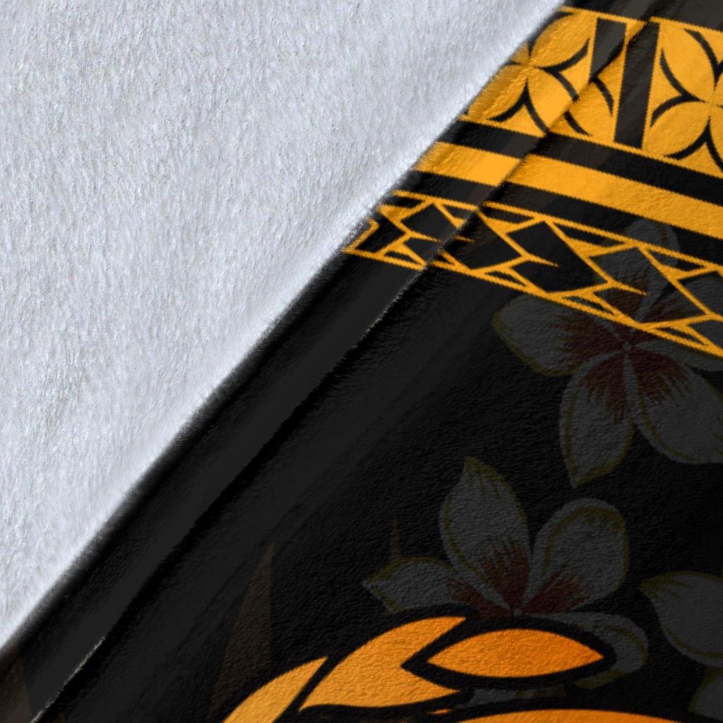 Samoa Polynesian Premium Blanket - Gold Plumeria - Polynesian Pride