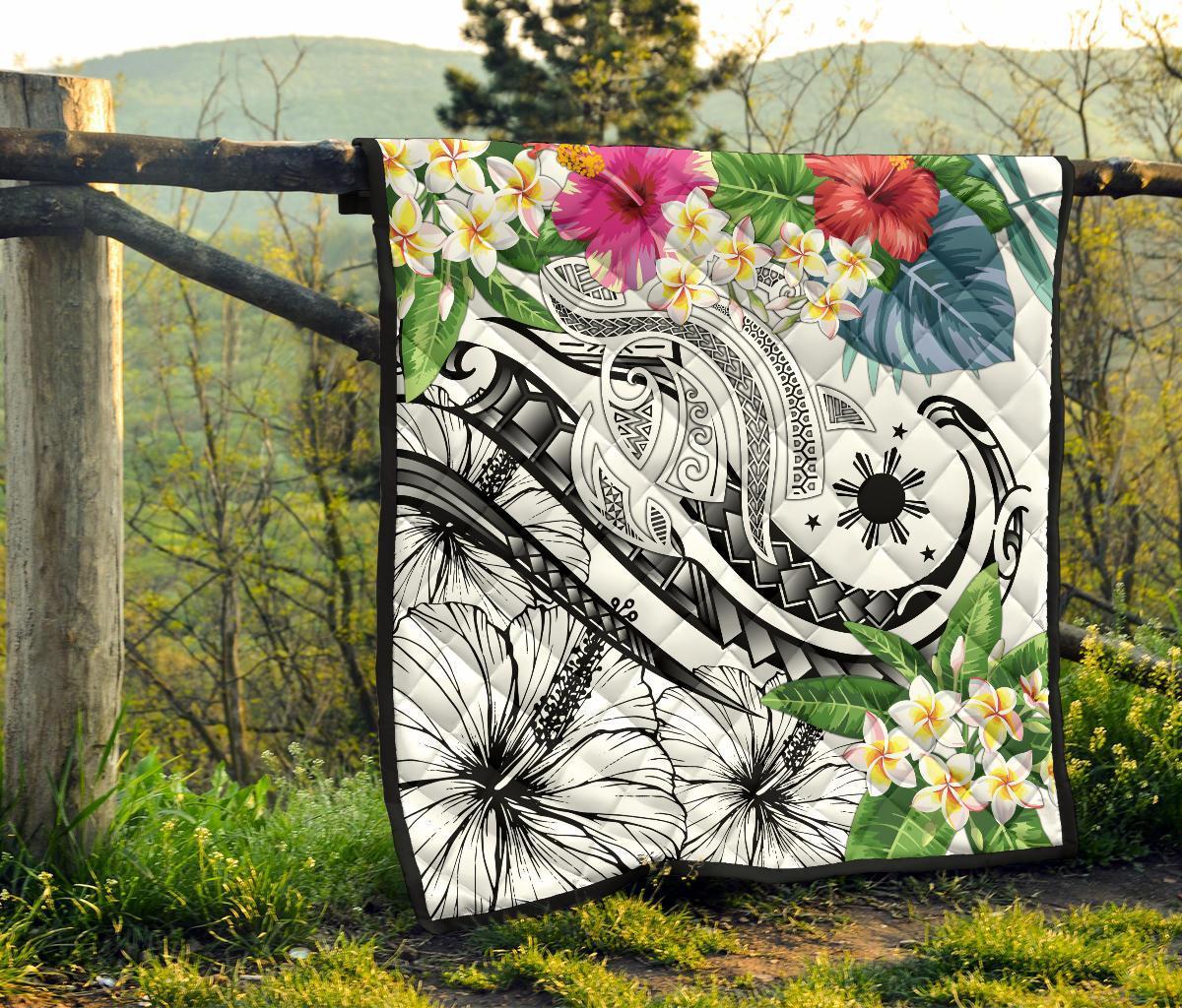 The Philippines Premium Quilt - Summer Plumeria (White) - Polynesian Pride