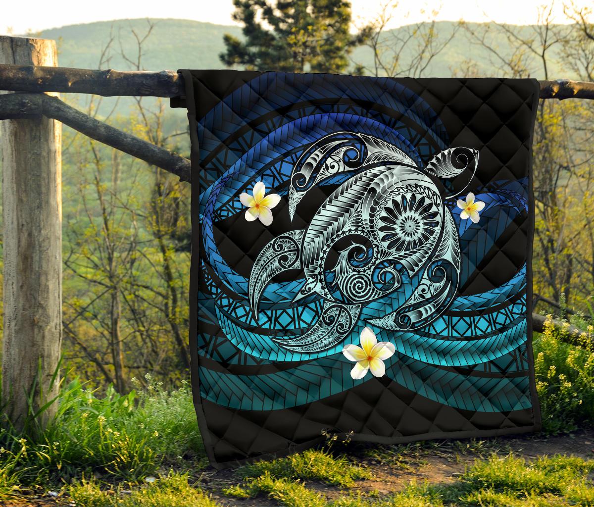 Hawaii Turtle Plumeria Polynesian Premium Quilt - Mela Style - Polynesian Pride