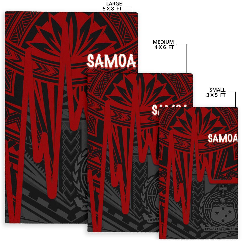 Samoa Area Rug - Samoa Seal With Polynesian Pattern In Heartbeat Style (Red) - Polynesian Pride
