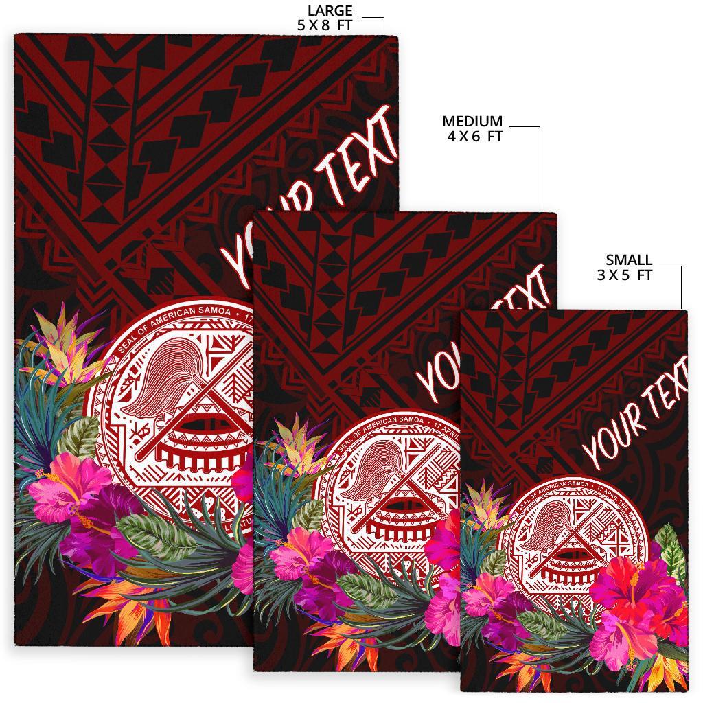 American Samoa Personalised Area Rug - Coat Of Arm With Polynesian Patterns - Polynesian Pride