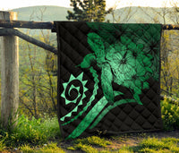 Hawaii Turtle Hibiscus Polynesian Vintage Premium Quilt - Green - Polynesian Pride