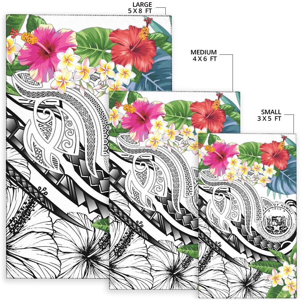 Polynesian Hawaii Area Rug - Summer Plumeria (White) - Polynesian Pride