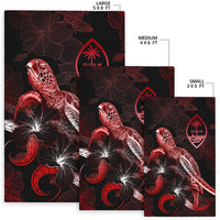 Guam Polynesian Area Rugs - Turtle With Blooming Hibiscus Red - Polynesian Pride