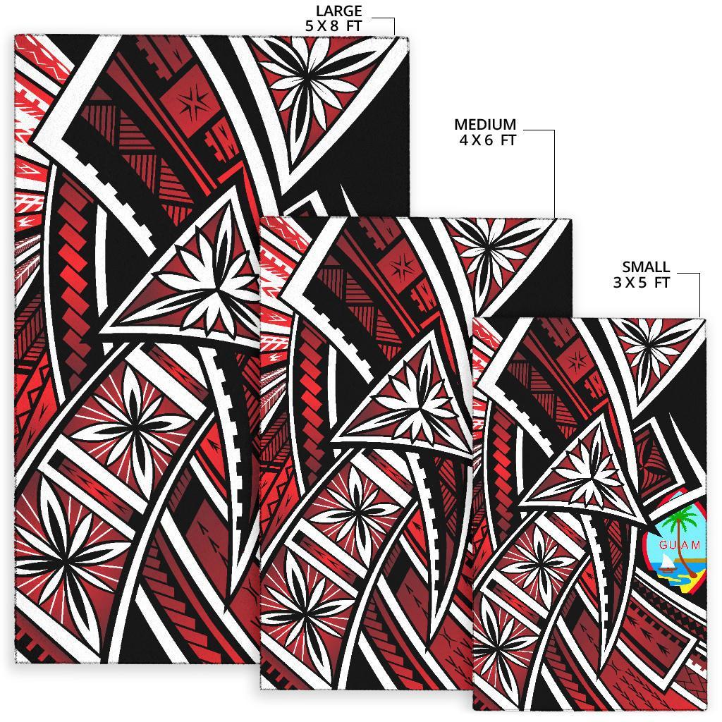 Guam Area Rug - Tribal Flower Special Pattern Red Color - Polynesian Pride