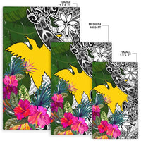 Papua New Guinea Area Rug White - Turtle Plumeria Banana Leaf - Polynesian Pride