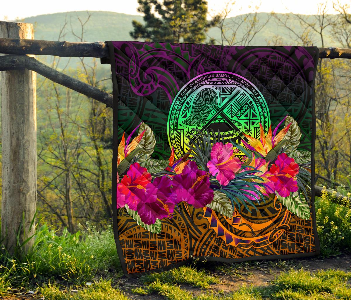 American Samoa Premium Quilt - Summer Hibiscus - Polynesian Pride