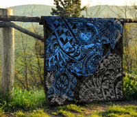 Samoa Polynesian Premium Quilt - Blue Turtle Flowing - Polynesian Pride