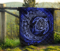 Hawaiian Turtle Polynesian Blue Premium Quilt - Polynesian Pride