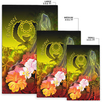 Pohnpei Area Rug - Humpback Whale with Tropical Flowers (Yellow) - Polynesian Pride