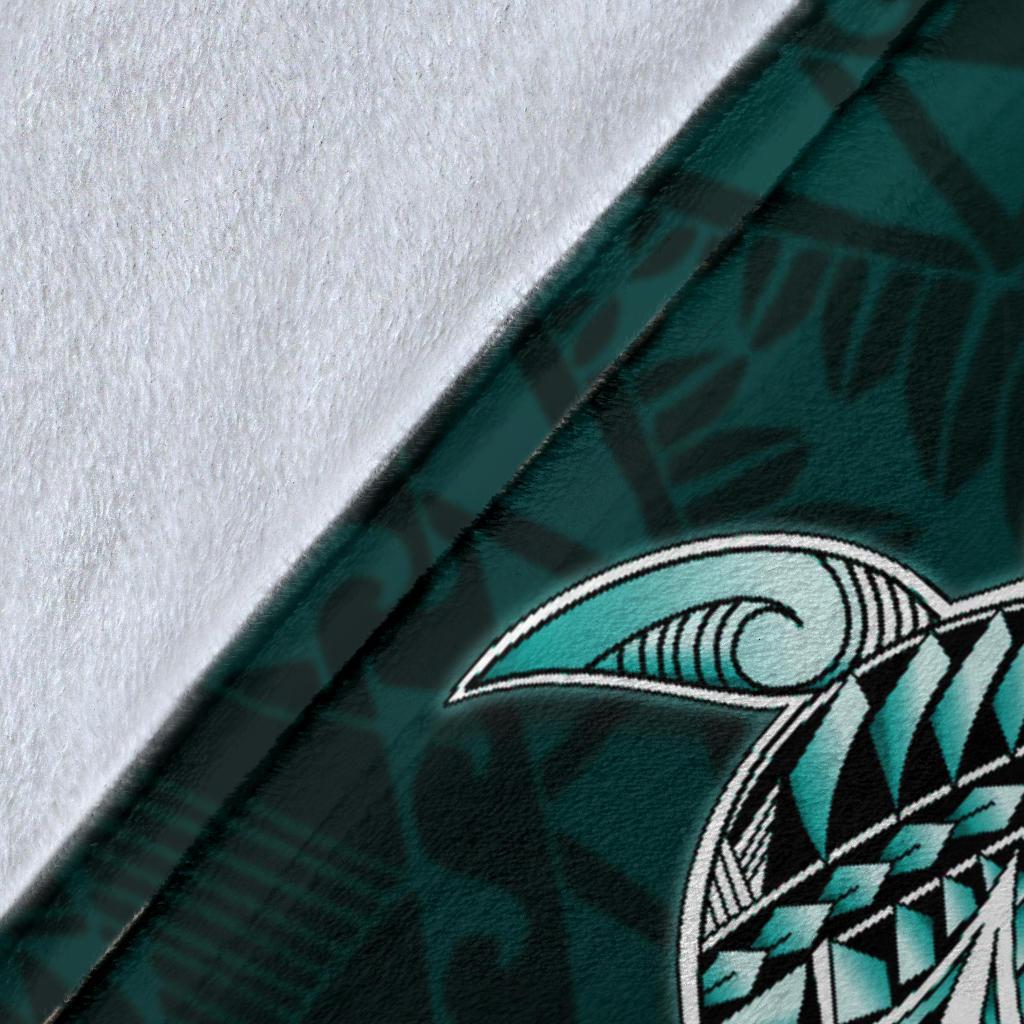Polynesian Premium Blanket Turtle And Hibiscus Turquoise - Polynesian Pride