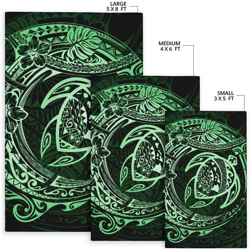 Hawaiian Map Turtle Polynesian Circle Rug AH - Polynesian Pride
