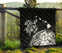 Hawaii Map Plumeria Polynesian Premium Quilt - Polynesian Pride