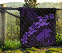 Hawaii Turtle Plumeria Coconut Tree Polynesian Premium Quilt - Purple - Polynesian Pride