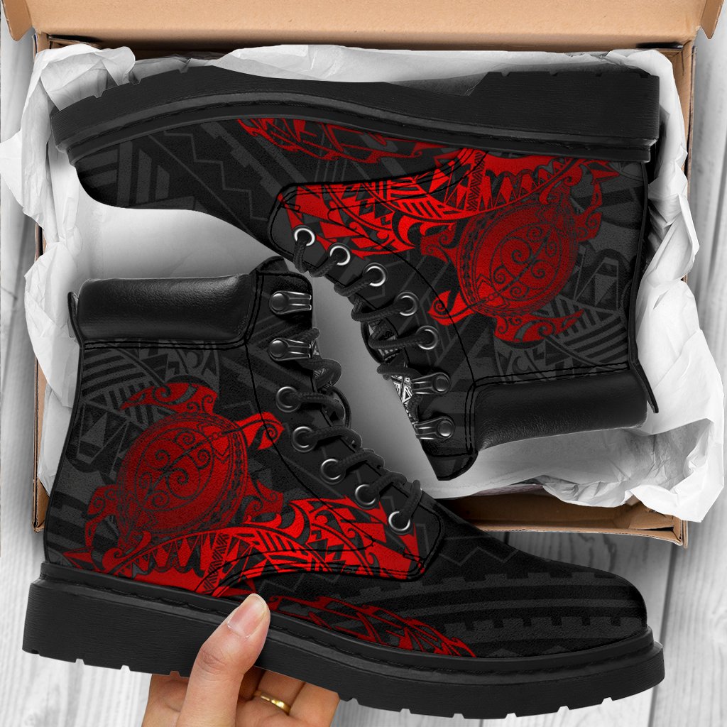 American Samoa Polynesian Boots (All - Season) - Polynesian Turtle (Full Red) - Polynesian Pride
