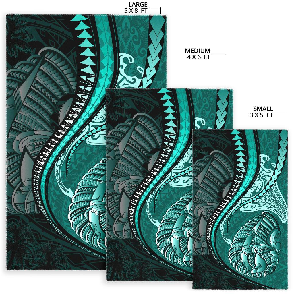 Fish Hook Area Rug Manta Polynesian Turquoise - Polynesian Pride